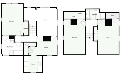 Floor plan for 3 beds, 1 bath